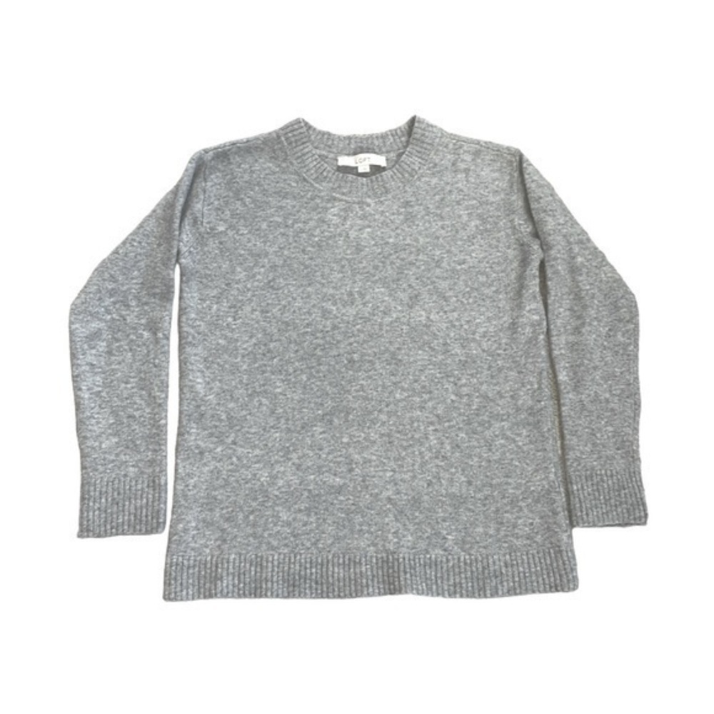 LOFT GREY LONG SLEEVE WOOL SWEATER, SIZE S